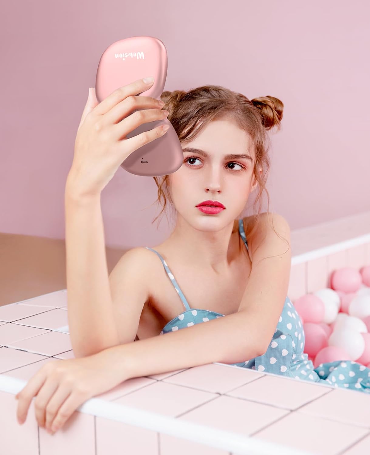 Rechargeable Lighted Travel Makeup Mirror - 1x/10x Compact Magnifying | Portable 4-Inch Rose Gold