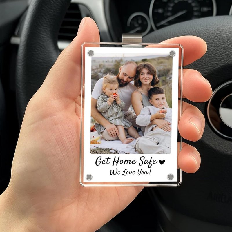 LullabyMall Personalized Photo Car Visor Clip for Dad, Drive Safe Car Accessory, Custom Photo Gift for Father, Personalized Drive Safe Gift for Fathers Day Birthday