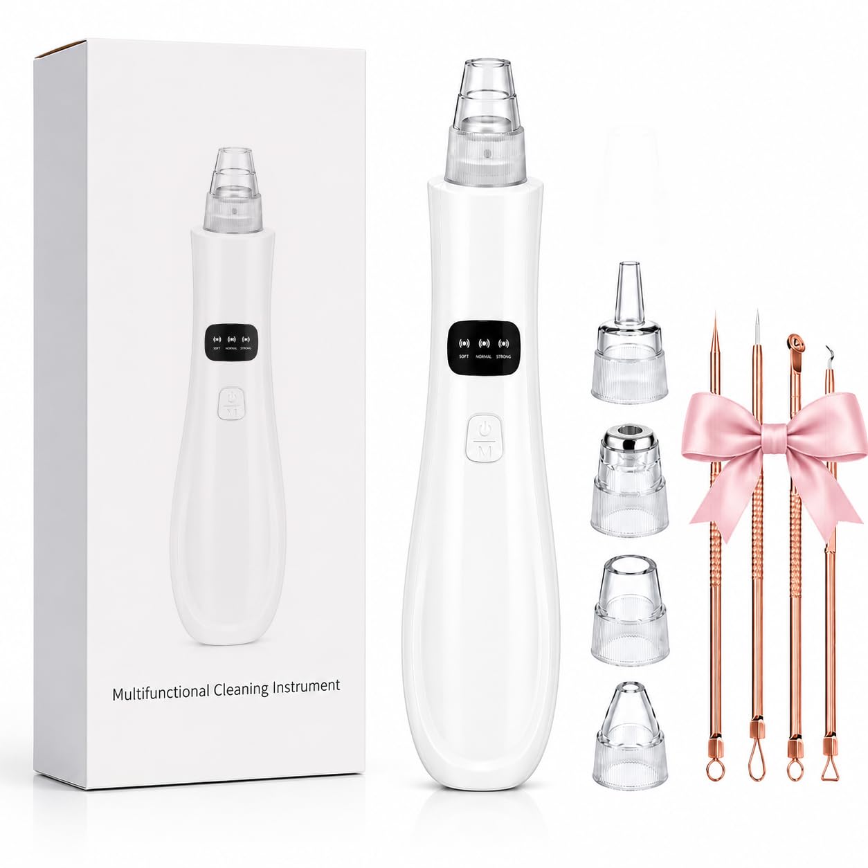Blackhead Remover Pore Vacuum,Facial Pore Cleaner-3 Suction Power, 5 Interchangeable Heads, Facial Pore Cleaner Kit Electric Extractor Tool for Women and Men, Home Skincare Gift
