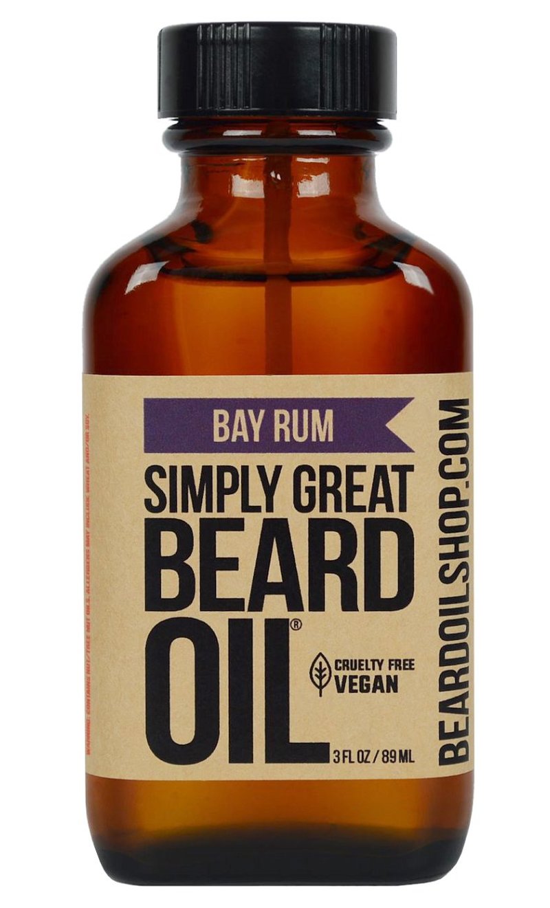 Simply Great Beard Oil - BAY RUM Scented - Holiday Gifts - Stocking Stuffers - Beard Conditioner - 3 Oz -Easy Applicator - Natural - Vegan and Cruelty Free - Gifts for Men with Beards