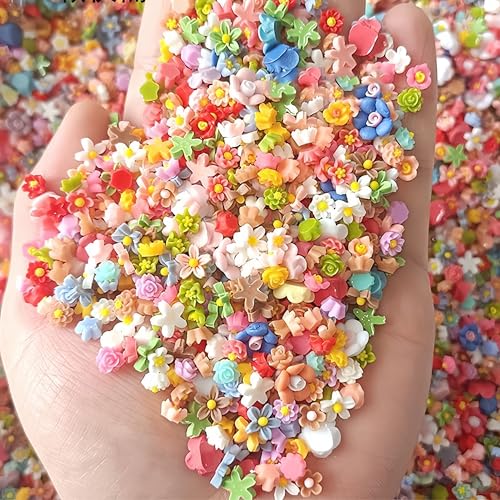 300PCS 3D Floral Nail Charms - Colorful Flower Rhinestones for Nail Art