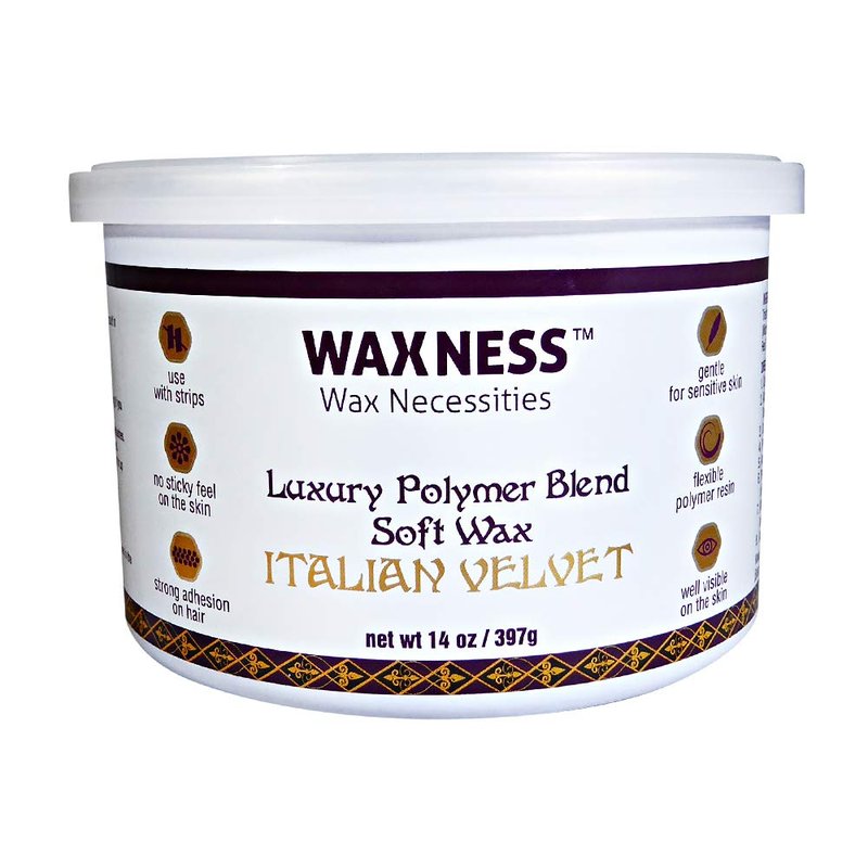 Waxness Italian Velvet Soft Wax Tin 14 oz (400 g) – Premium Synthetic Strip Wax for Full Body and Large Areas, Professional Use – Made in Italy
