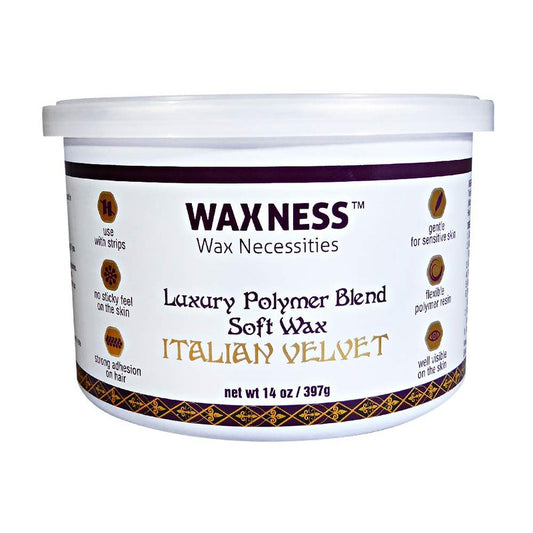 Waxness Italian Velvet Soft Wax Tin 14 oz (400 g) – Premium Synthetic Strip Wax for Full Body and Large Areas, Professional Use – Made in Italy