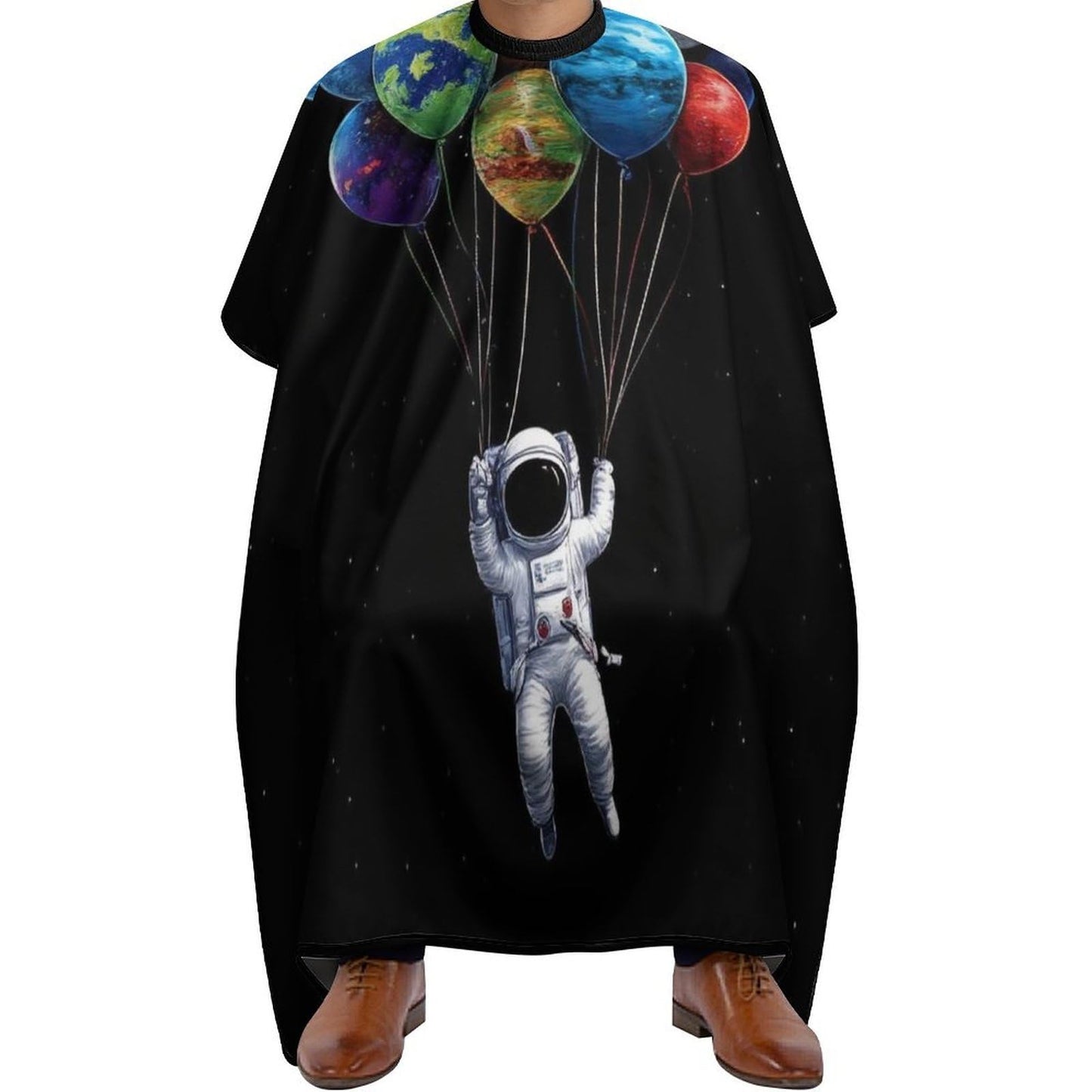 Men's Professional Hair Cutting Cape with Adjustable Closure Barber Cape Trippy Space Astronaut Planet Art