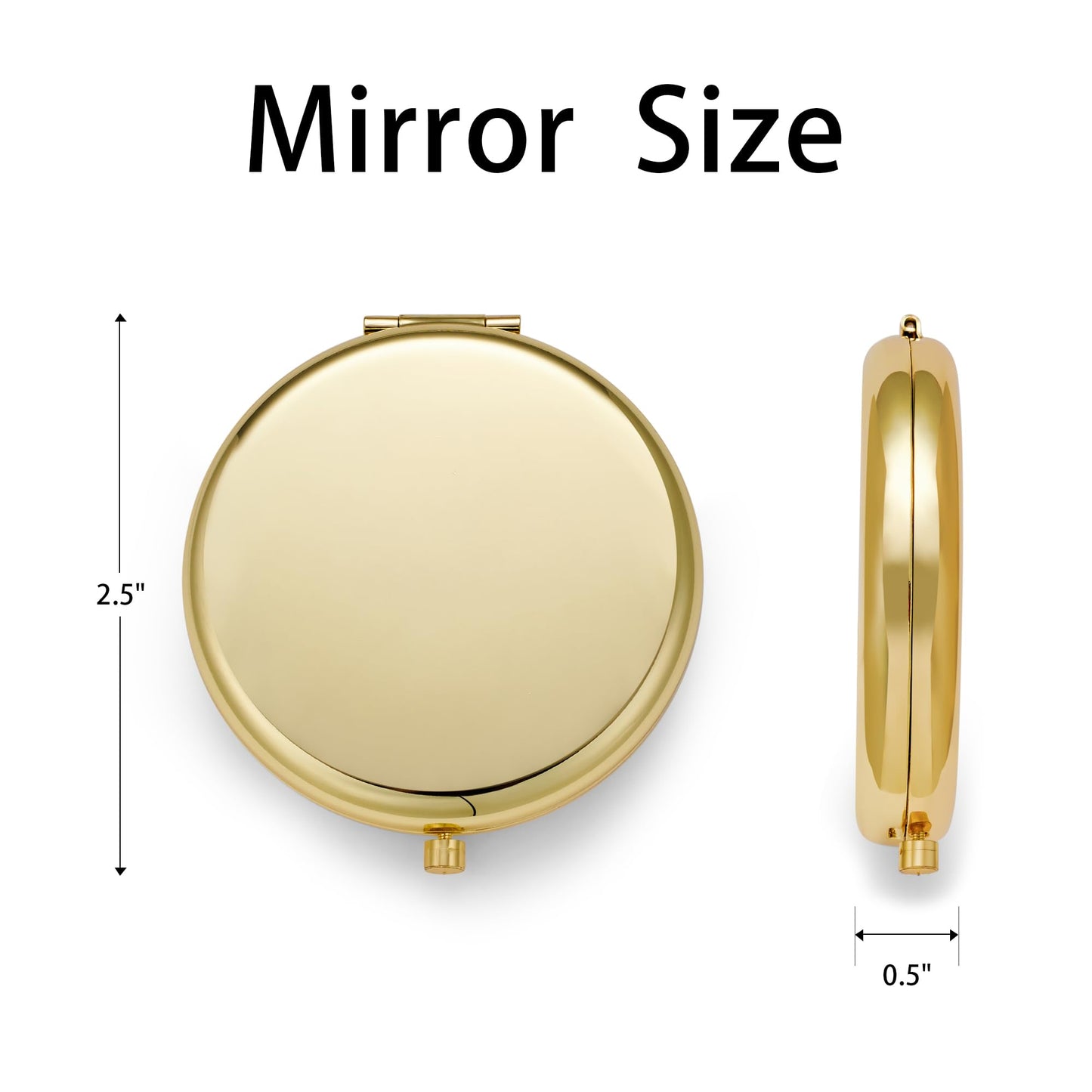 Daricano Compact Mirror for Purse, Metal Round Shell, Double-Sided 1X/2X Magnifying, Portable Travel Small Makeup Mirror, Mini Pocket Mirror, Gold,24 Packs