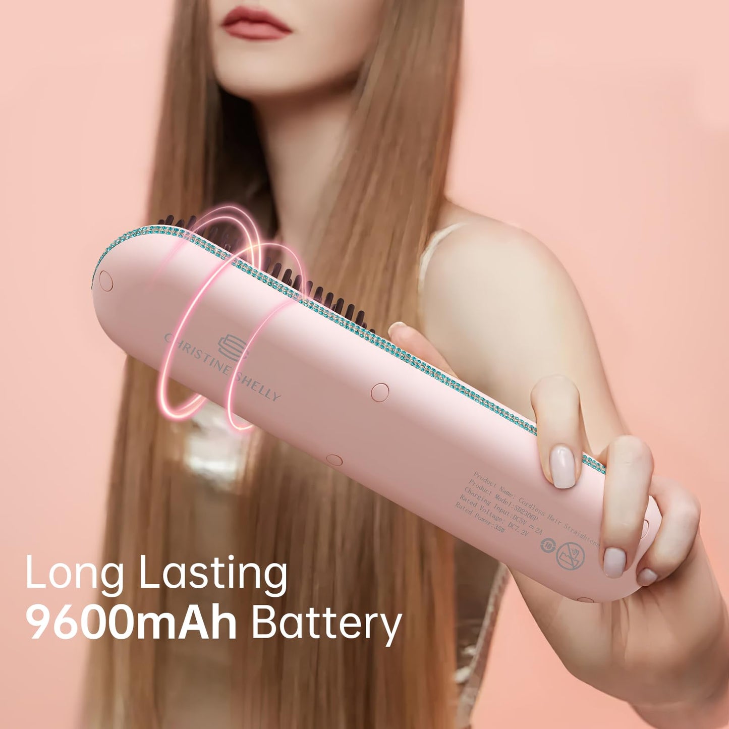 Cordless Hair Straightener Brush, Negative Ion Hot Comb, Anti-Scald Ceramic