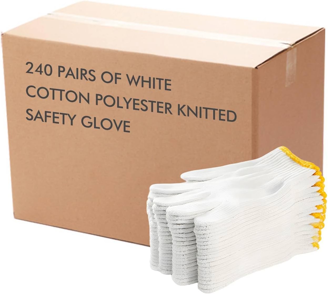 Unisex Cotton Polyester Knitted Safety Gloves - Ideal for Gardening, Warehouse & Cooking | 12/36/240 Pairs