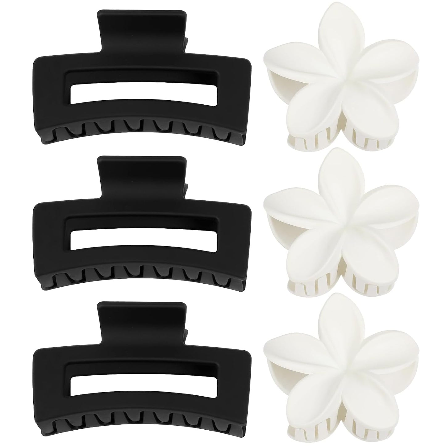 Flower Hair Clips - 6 PCS Hawaiian Hibiscus & Plumeria Claw Clips for Thick or Thin Hair | Stylish Accessories for Women