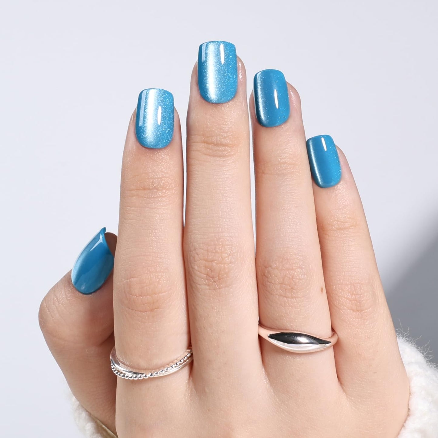 Glossy Red Press On Nails - Almond Shape Fake Nails with Glue | 32 PCS, 16 Sizes for Women