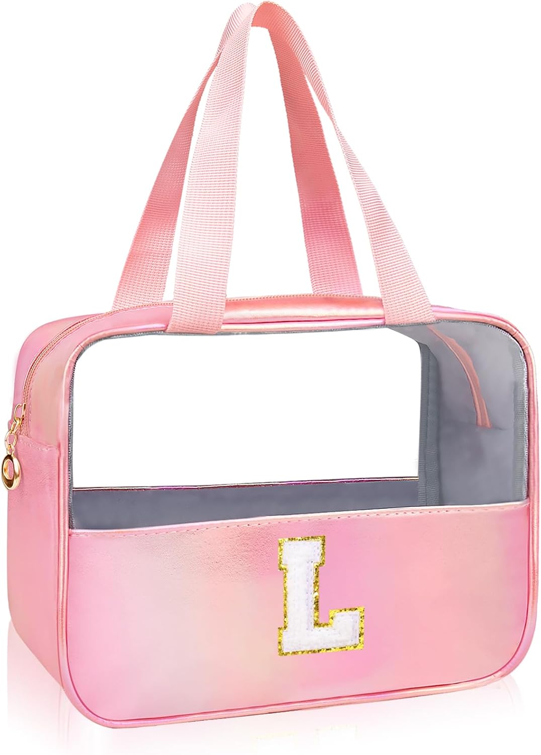Personalized Pink Clear Makeup Bag - Large Cosmetic Organizer for Travel | Ideal Gift for Women & Girls