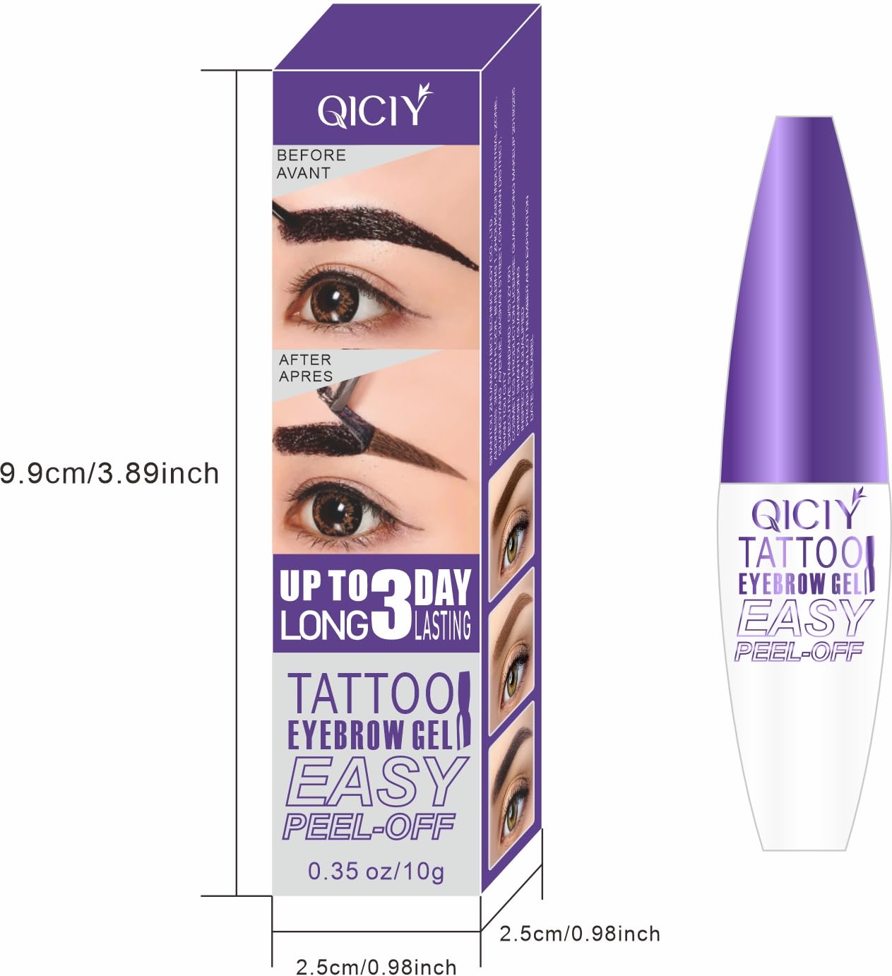 Peel-Off Eyebrow Gel - Waterproof & Sweatproof Brown Brow Gel for Flawless, Natural-Looking Brows | Long-Lasting, 1 oz