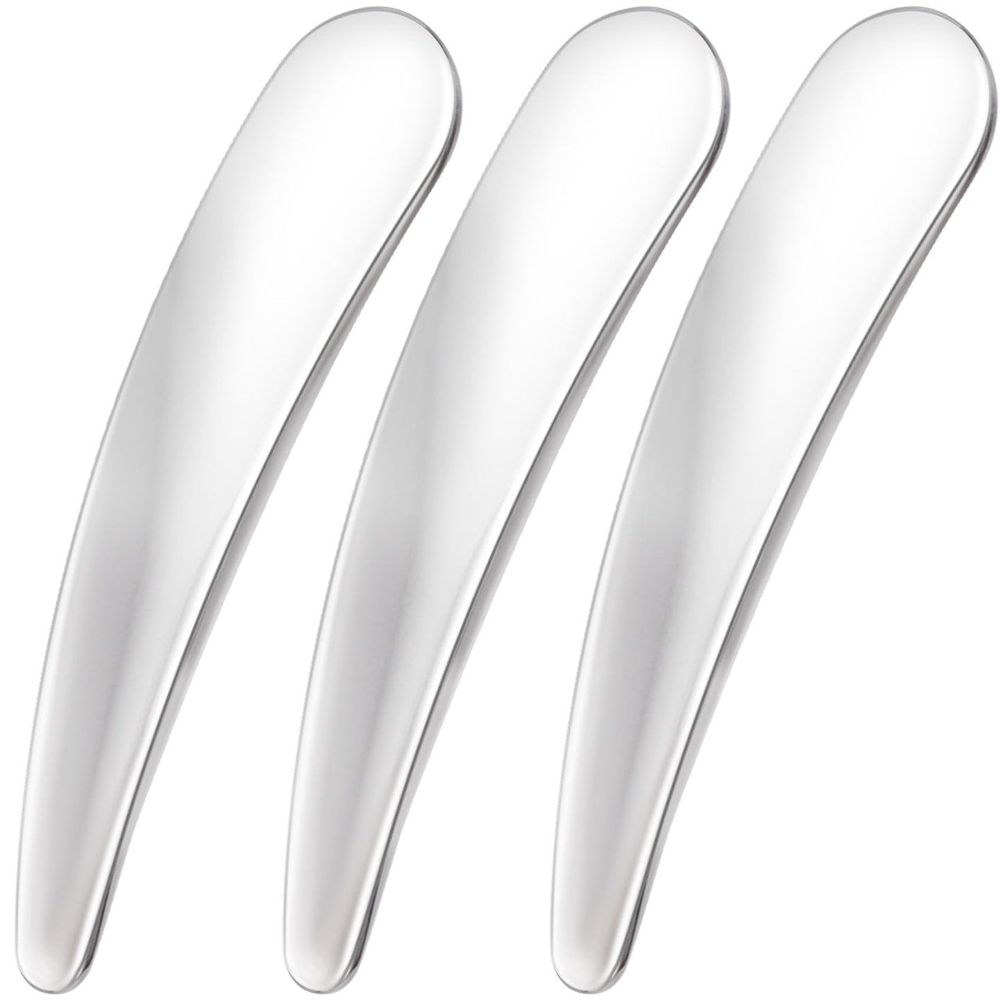 Pndeyo 3pcs Mini Stainless Steel Makeup Spatula, Reusable Cosmetic Cream Spatulas Spoon, Skincare Scoop Applicator Facial Massage Beauty Tools for Mixing and Sampling Face Eye Cream- Silver