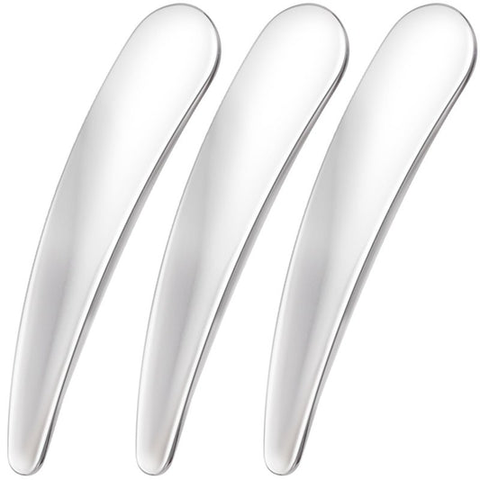 Pndeyo 3pcs Mini Stainless Steel Makeup Spatula, Reusable Cosmetic Cream Spatulas Spoon, Skincare Scoop Applicator Facial Massage Beauty Tools for Mixing and Sampling Face Eye Cream- Silver