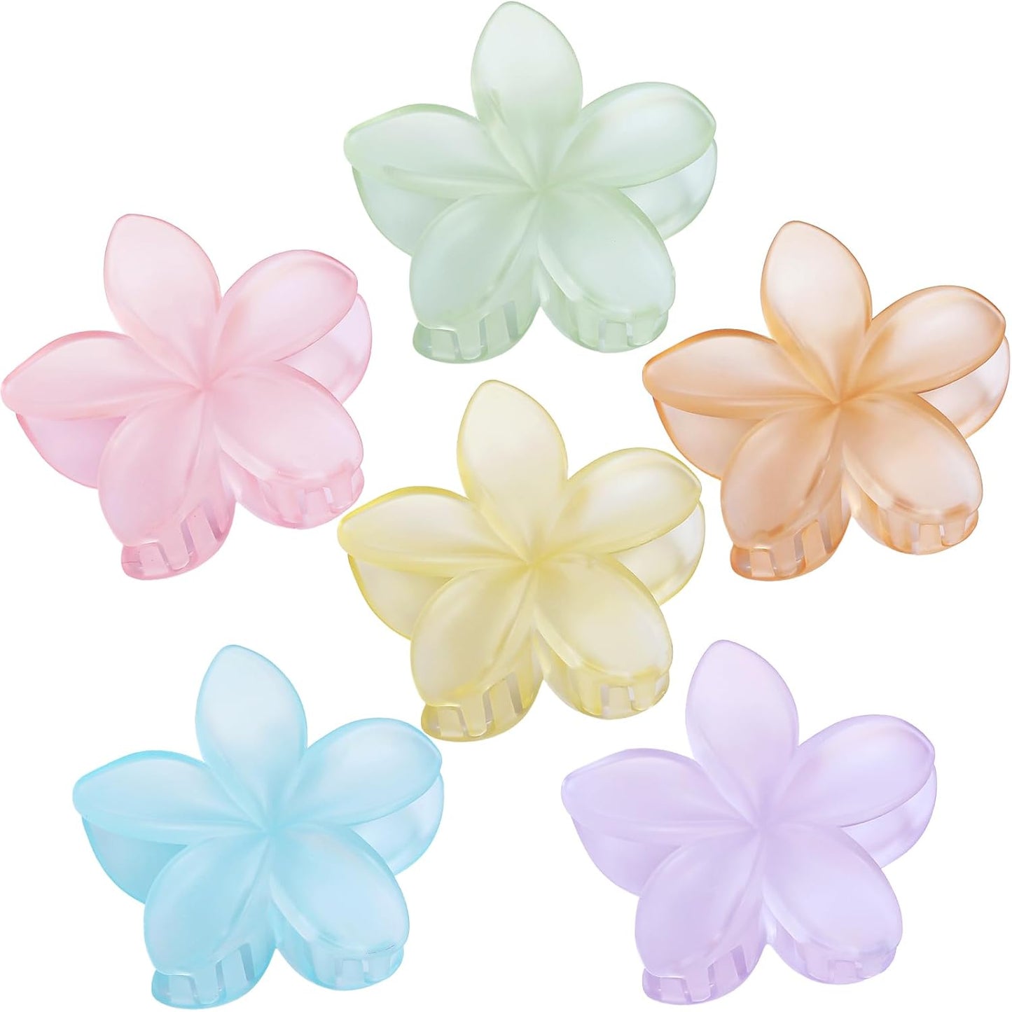 Large Flower Claw Hair Clips - 6 Pcs Hawaiian Style for Thick & Medium Hair | Beach Accessories for Women & Girls