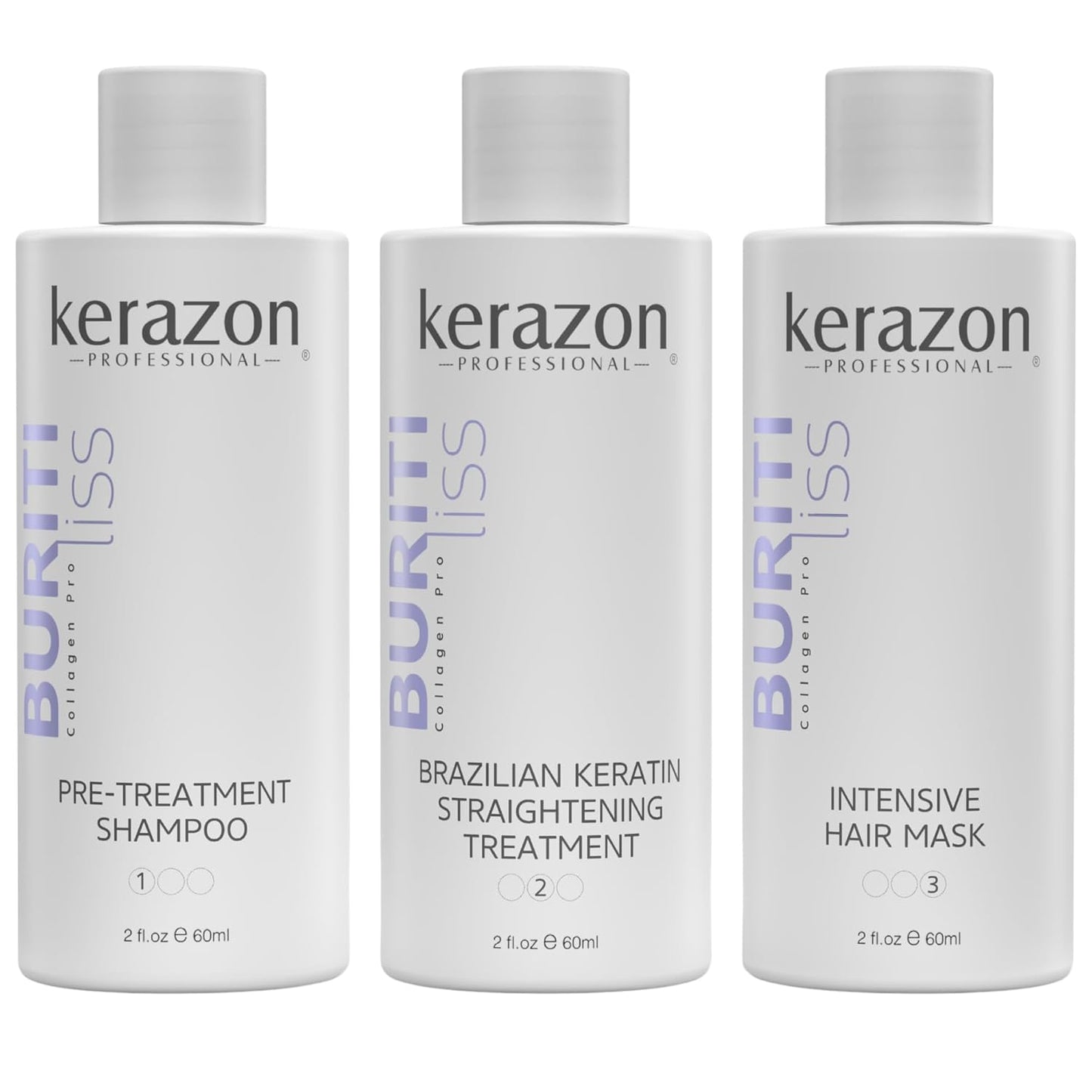 KERAZON Brazilian Keratin Treatment | At-Home Smoothing & Straightening Kit - 2oz/60ml - For All Hair Types