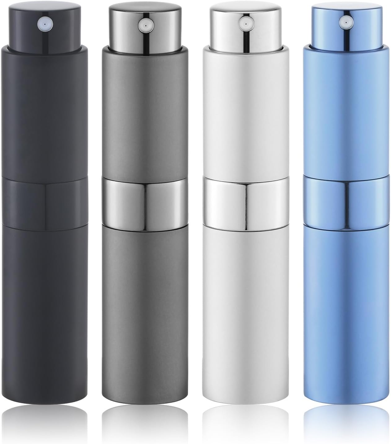 Travel Perfume Bottle - Refillable Cologne Spray Atomizer - Portable 8ml Mini Fragrance Dispenser for Men & Women | 4PCS Grey