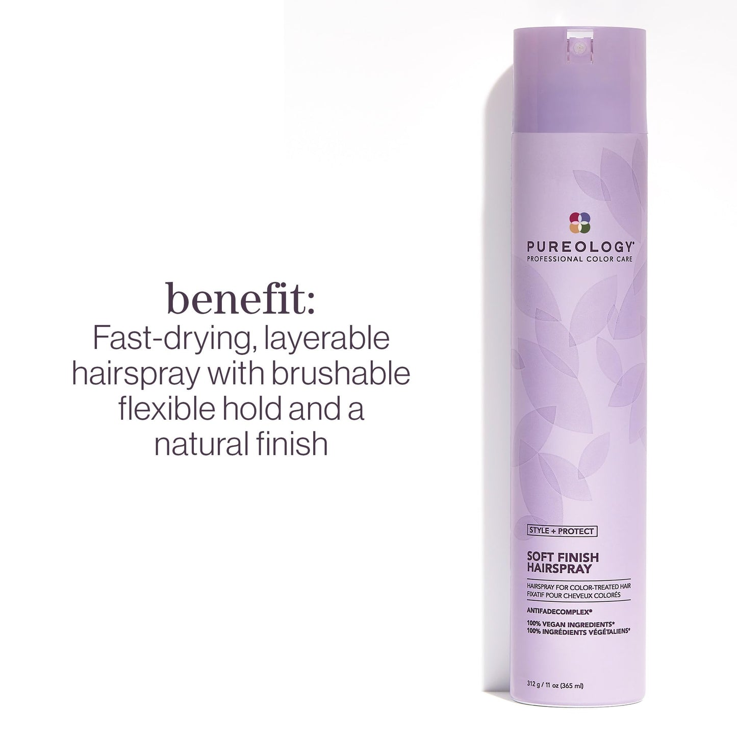 Pureology Style + Protect Soft Finish Hairspray | For Color-Treated Hair | Flexible Hold, Non-Drying Hairspray | Silicone Free | Vegan | Updated Packaging | 2.1 Oz.|