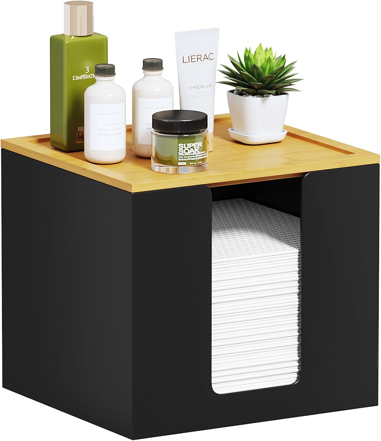 Acrylic Disposable Face Towel Holder Box - Large Storage for Bathroom Vanity | Clear Design