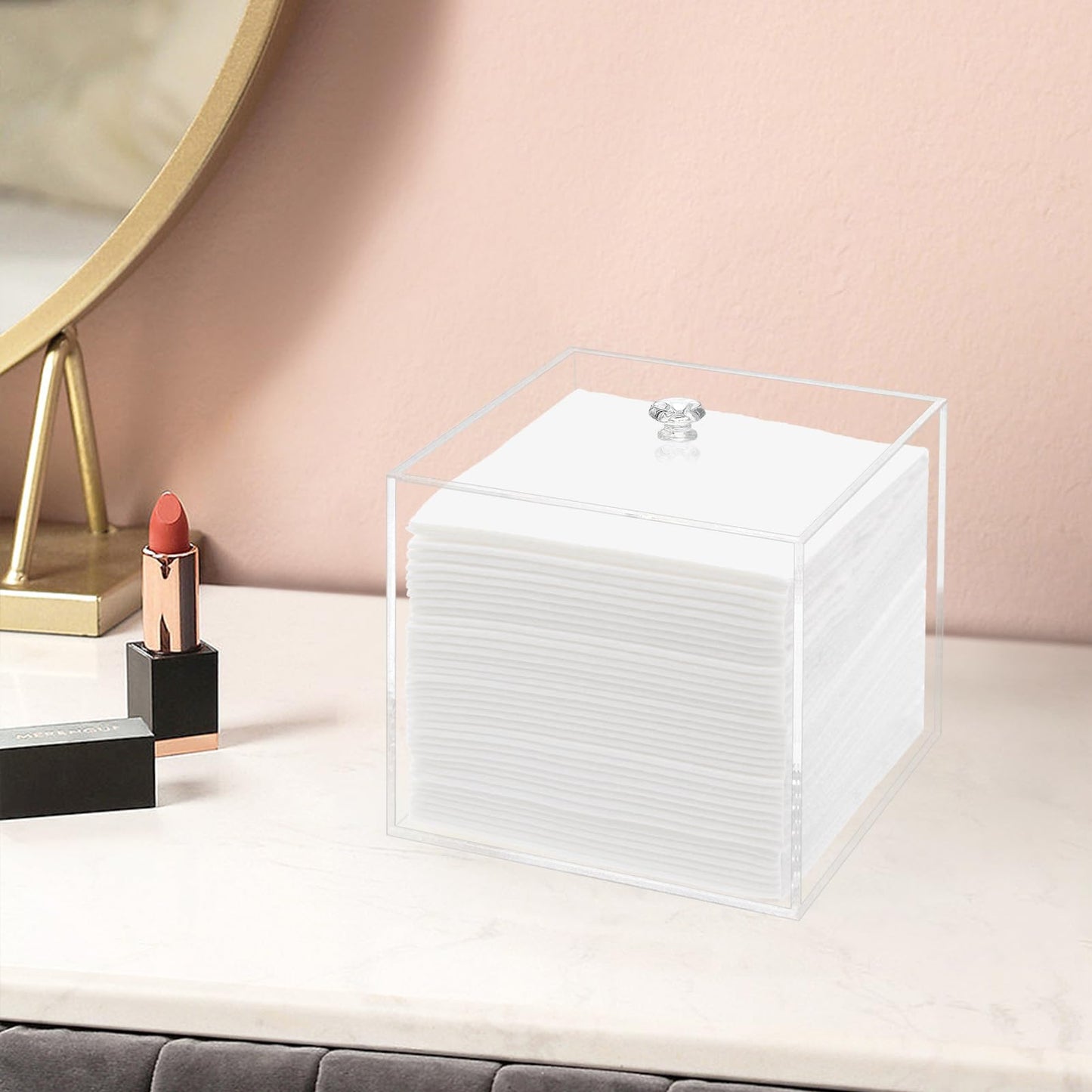 Disposable Face Towel Holder Facial Towelettes Container Box Acrylic, Clear