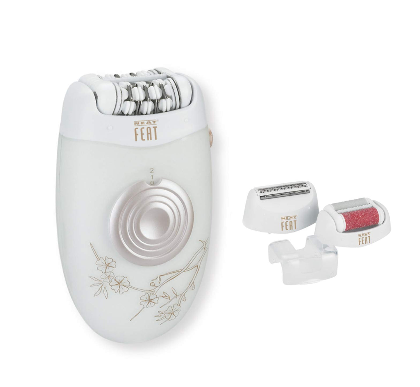 Neat Feat Beauty Buzz Rechargeable 3 in 1 Callus and Dry Skin Remover with Epilator and Shaving Head