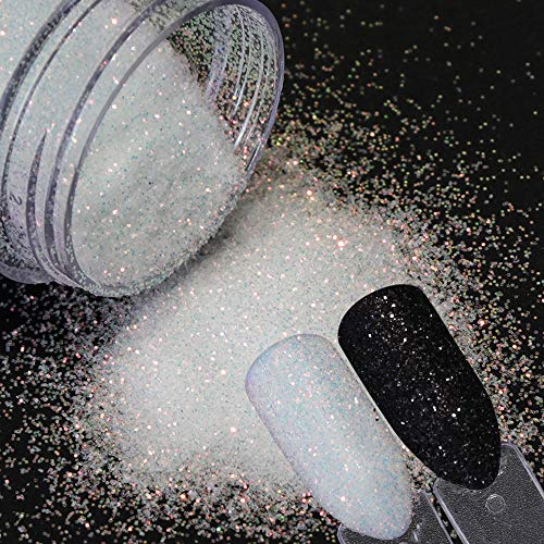 White Nail Glitter Powder - 10g Sugar Shimmer for Nail Art