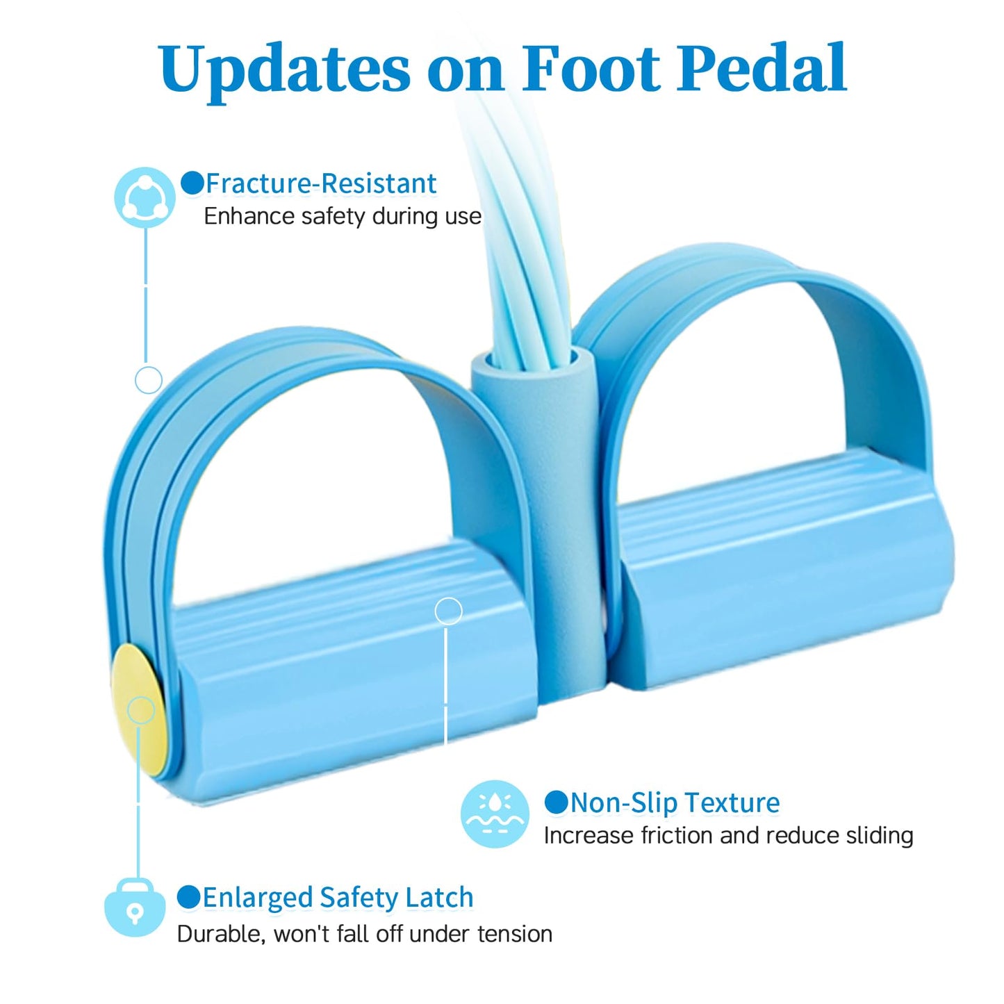 Pedal Resistance Bands with Handles, Upgrade 6-Tubes Elastic Bands for Exercise, Natural Rubber Foot Pedal Resistance Bands, Multifunction Fitness Bands for Abdomen, Waist, Arm, Leg, Pilates (Blue)