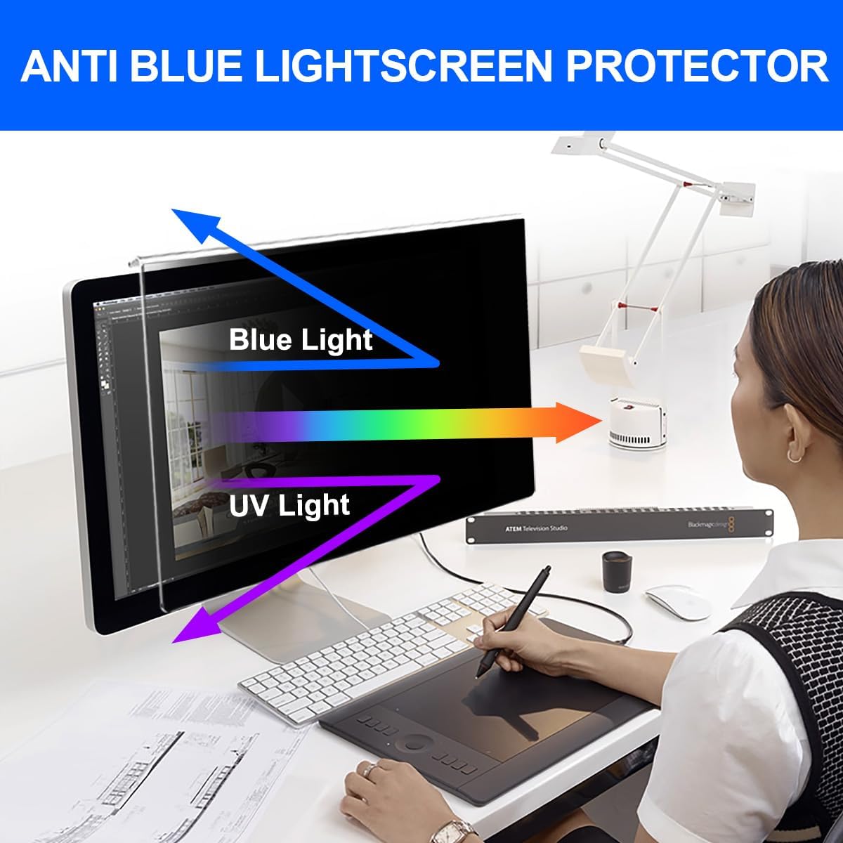 27" Computer Privacy Screen Filter - Anti-Glare Widescreen Monitor Protector | 16:9 Aspect Ratio, 2-Pack