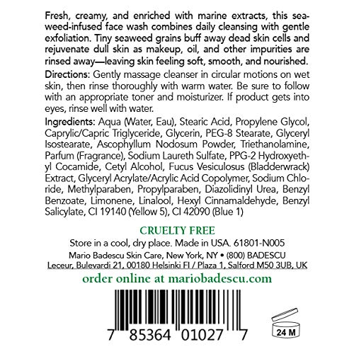 Mario Badescu Seaweed Cleansing Soap 8 Fl Oz - Gentle Exfoliating Facial Cleanser