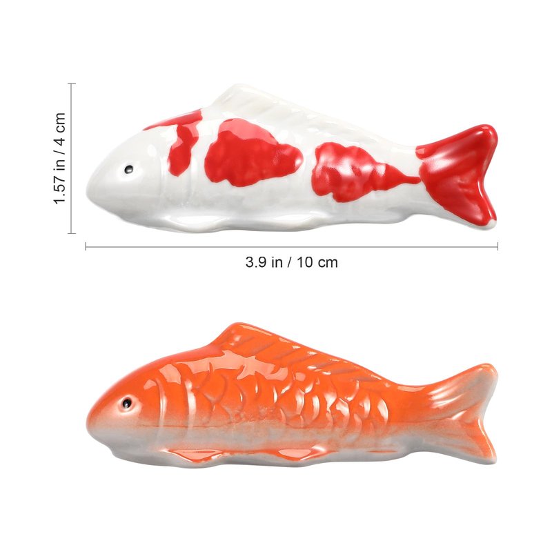 Housoutil Ceramic Floating Koi Fish, 2PCS Ceramic Floating Fake Fish Goldfish Koi Decor Realistic Water Pond Decor for Outdoor Fountain, Bird Bath, Mini Water Garden and Fake Aquarium