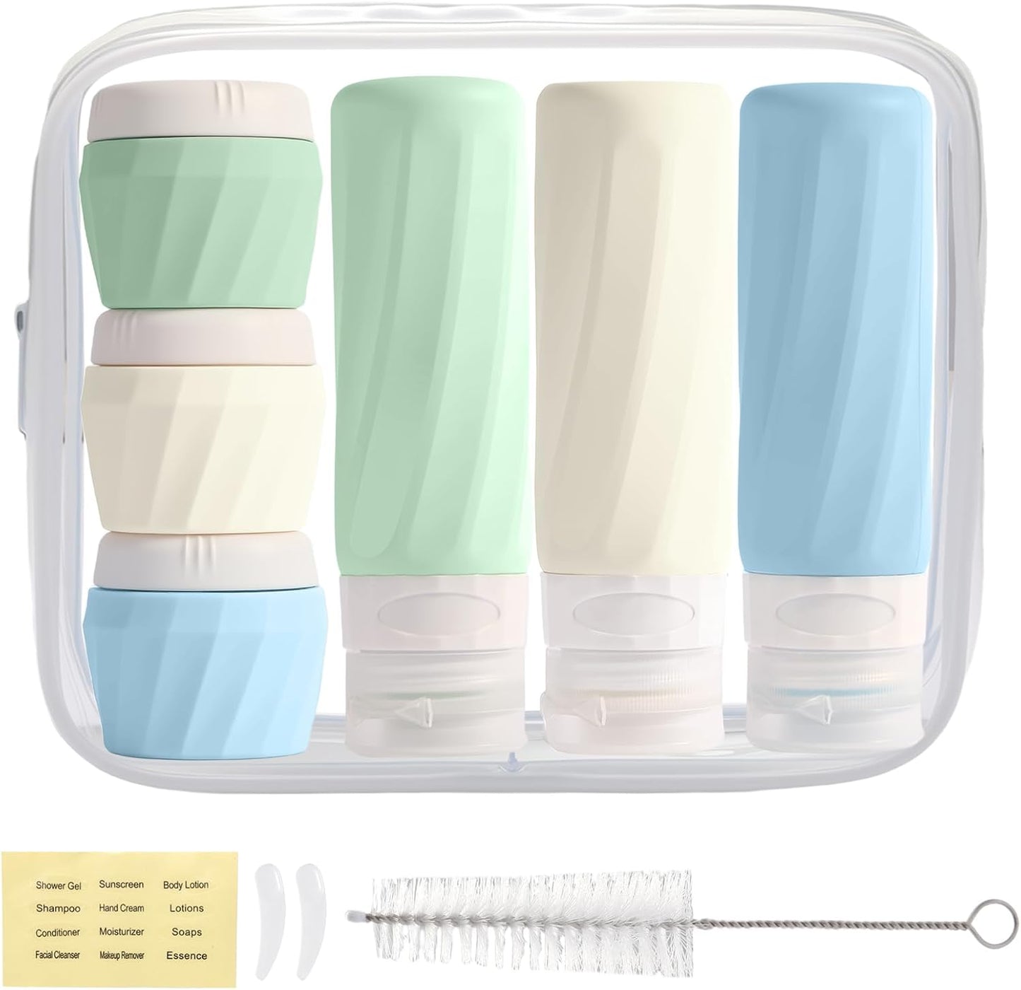 Travel Bottles for Toiletries - TSA Approved 3oz Leak-Proof Silicone Containers Kit | 11 Pack with Toiletry Bag