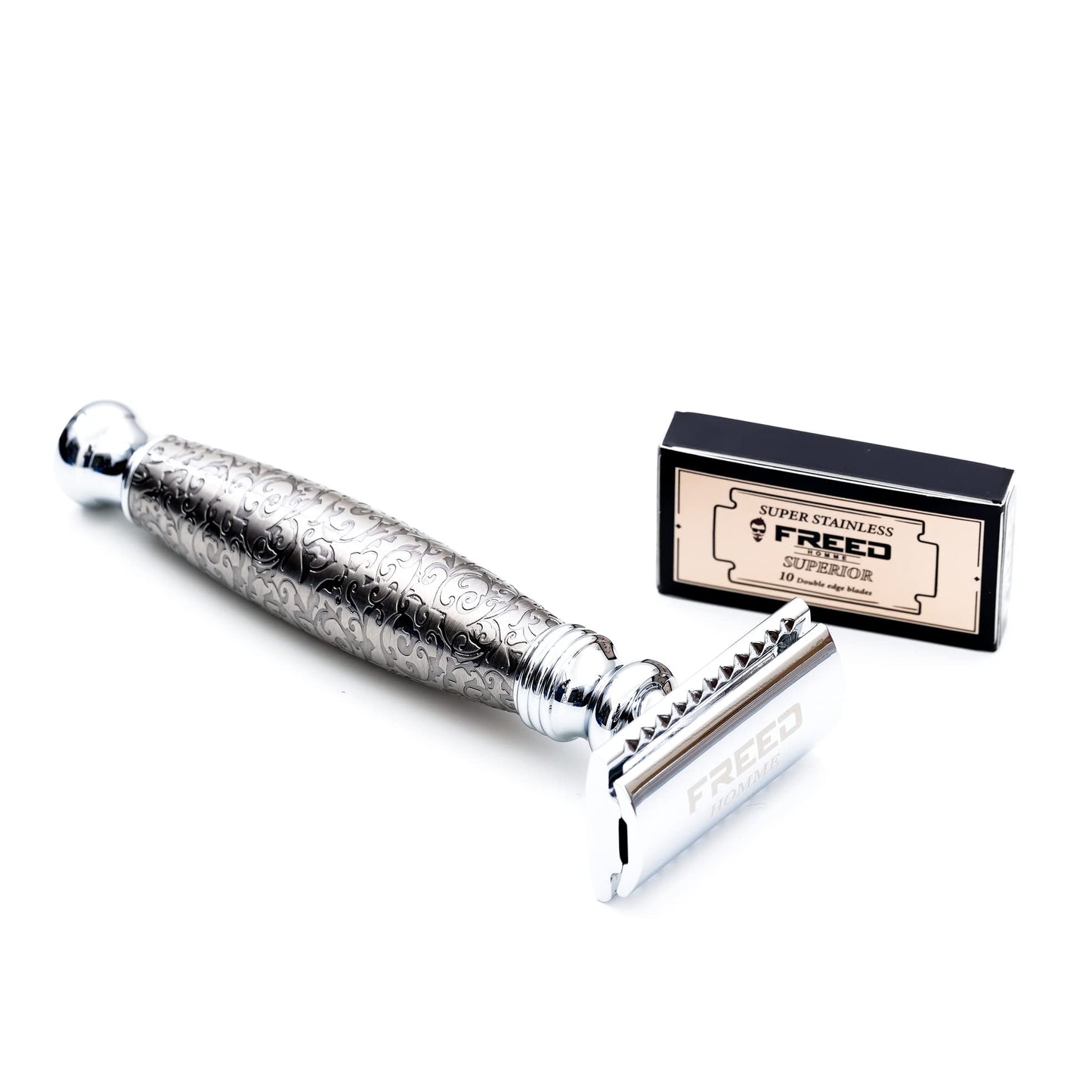 FREED Shaving Kit for Men - Safety Razor with alloy handle and 10 Japanese 6cr13 Stainless Steel, include razor base, razor travel case, christmas gifts for Men,Made in Taiwan
