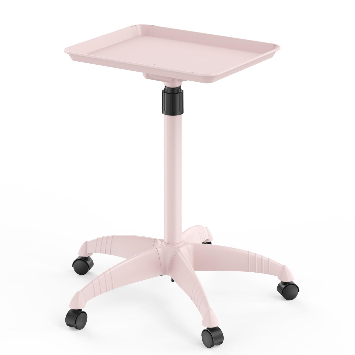 VERYTOP Rolling Salon Tray on Wheels - Adjustable Height 25"-37" Tattoo Tray, Premium Aluminum Easy Assembly Salon Trolley Cart for Clinic Spa Tattoo Studio Elderly Care Home Use(37inch-Pink)