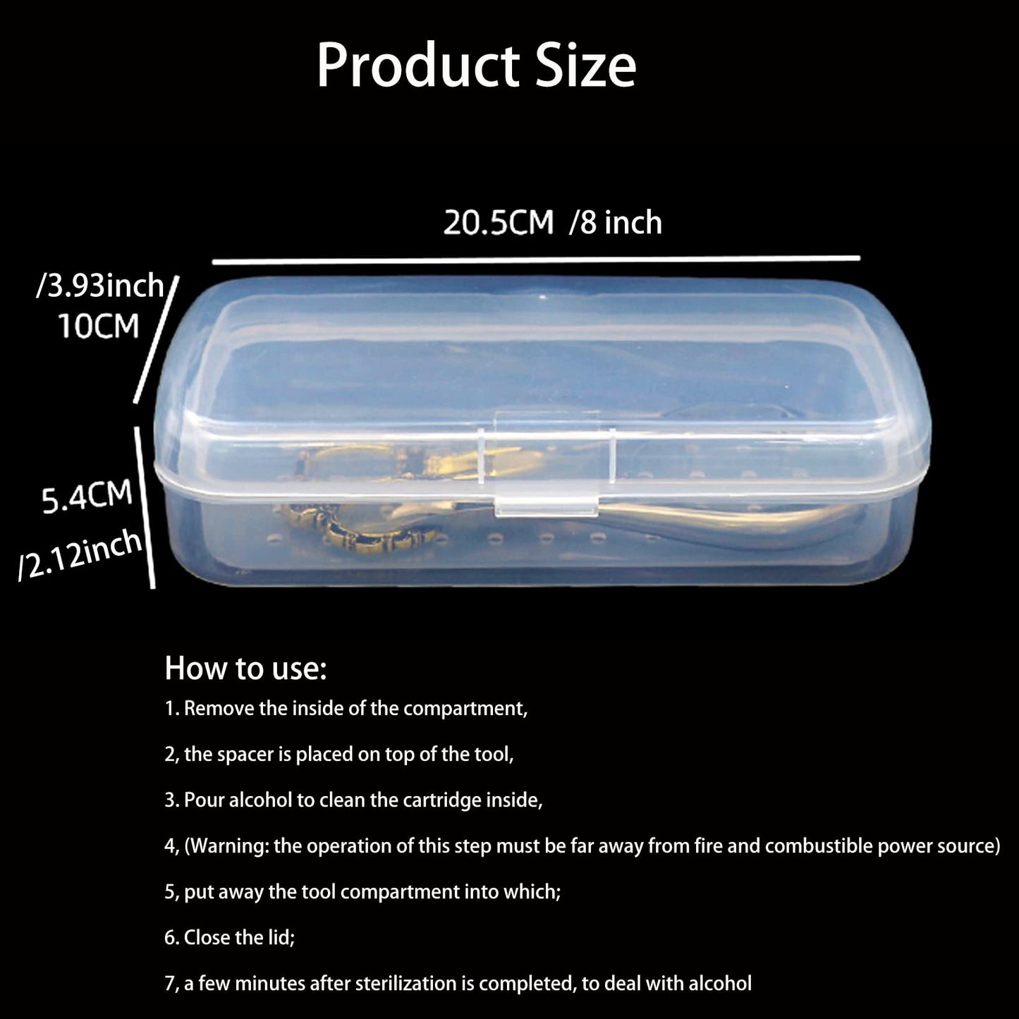 LXIANGN Nail Tool Sterilizer Box, Plastic Sterilization Tray for Tweezer, Nail Tools, Hair Salon, Eyelash Extensions, Nail Implement for Esthetician (Transparent)