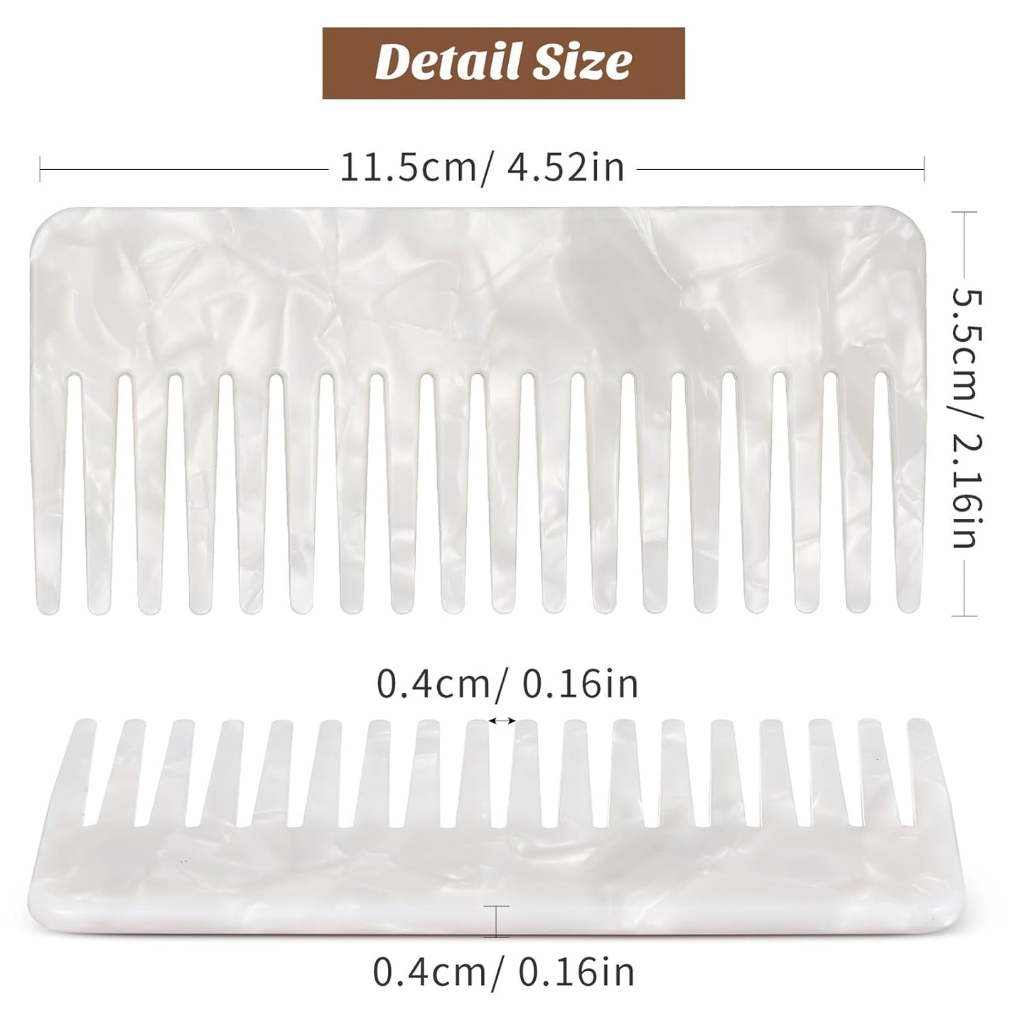 Luxshiny Wide Tooth Comb for Thick Curly Hair - Detangling Acetate Design | Perfect for Wet & Dry Use