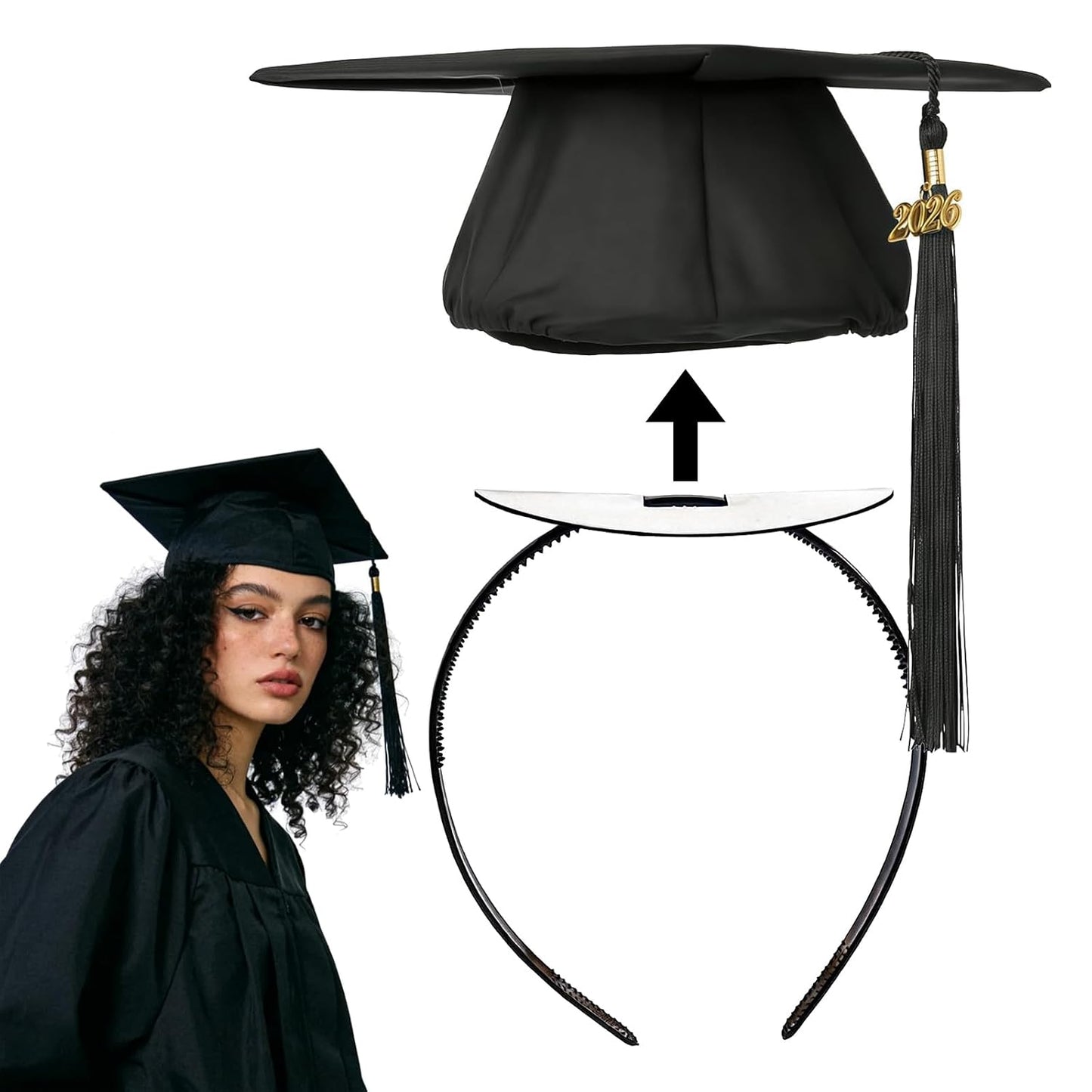 Round Graduation Cap Headband - Firm Anti-Fall Hair Band for Secure Fit | 1 Piece