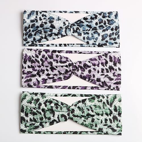 Hzaiwy 6PCS Women Leopard Boho Cross Headbands - Wide Top Knot Turban Hair Wrap (Type B)