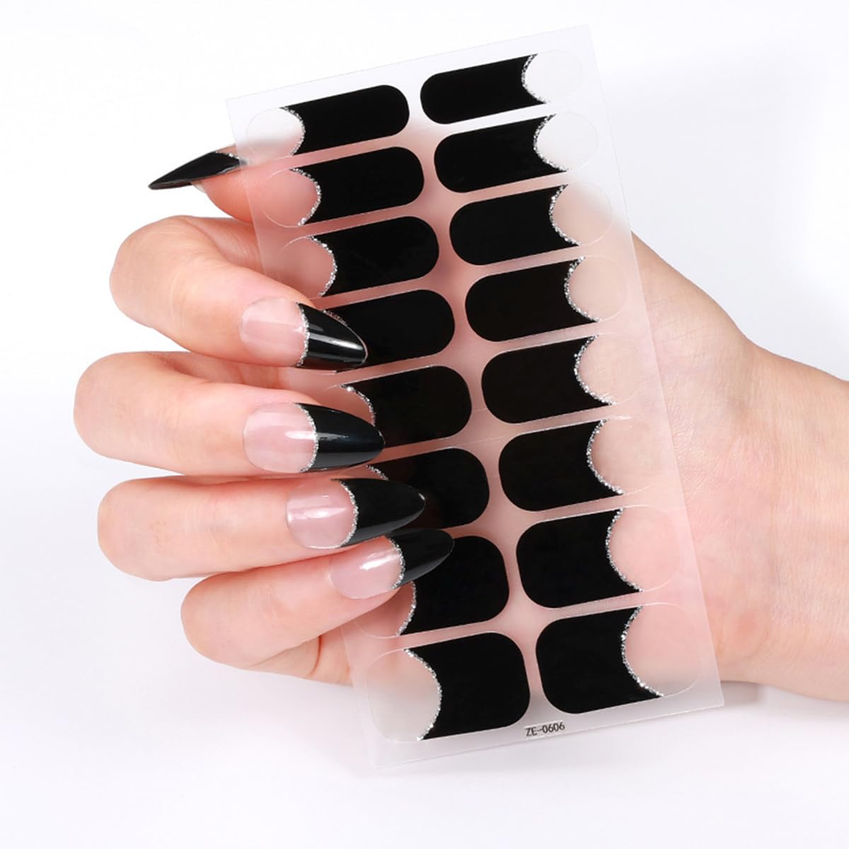 French Tip Full Nail Wraps Nail Polish Strips 6Sheets Self-Adhesive Gel Nail Stickers for Nail Art French Tip Nail Full Wraps French Nail Designs Manicure Supply for Women DIY Nail Art Decorations Set
