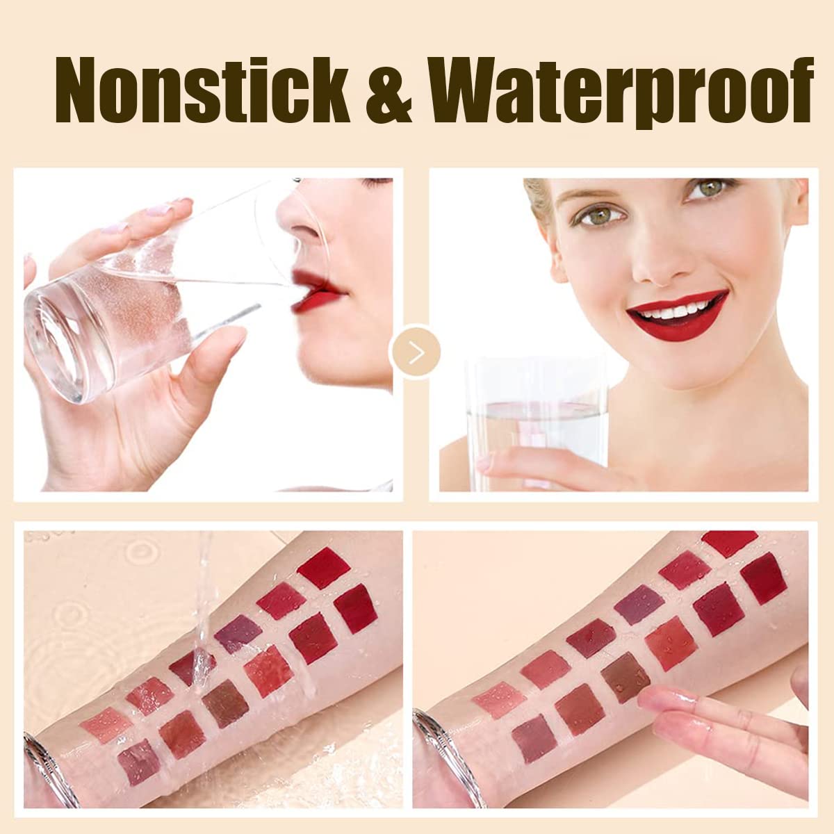 Matte Liquid Lipstick Set - 12 Pcs Long-Lasting Waterproof Lip Stain | Dark Bright Red