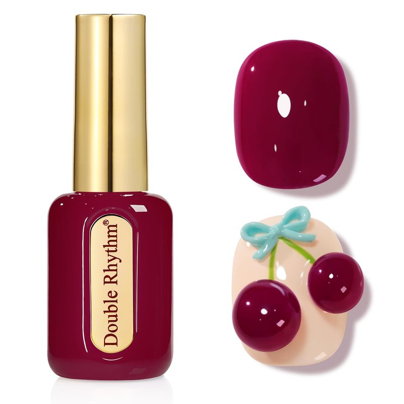 Double Rhythm 0.50 OZ Gel Polish Hema Free Same Color Same Bottle Golden Round Translucent Neutral Natural Milky 15 ML Jelly UV Polish Art DIY at Home (Purple Red-H1562)