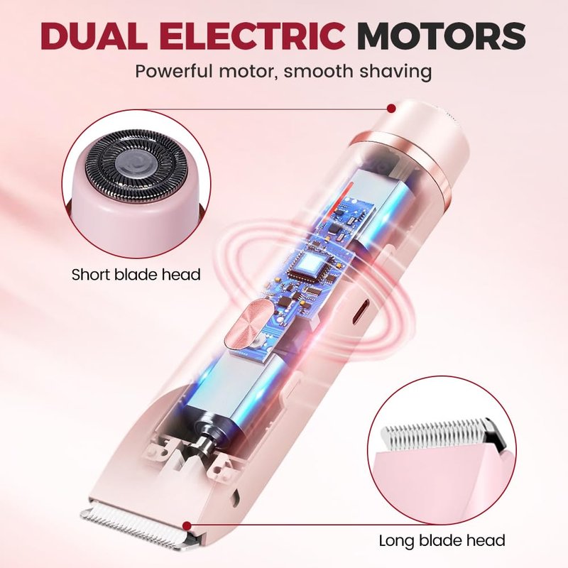 Dual-Headed Electric Trimmer for Women Face & Body, 2026 New 2 in 1 Painless Body Hair Remover & Facial Hair Trimmer, Wet & Dry Womens Electric Razor for Women Arms Legs Face Underarm (Blue)