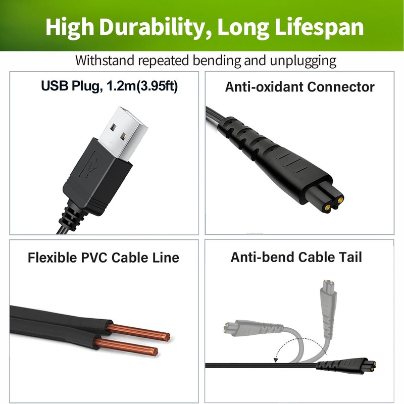 USB Charger Cord Compatible with Remington XR7000 HC4250, Remington Shaver Razor Replacement Charging Cable Power Cord