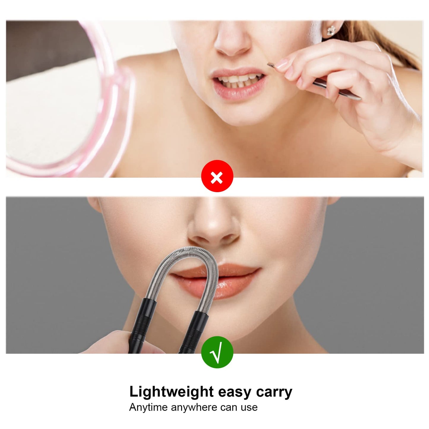 Stainless Steel Hair Remover, 3 Colors, Hair Makeup Threading Tool for Face Upper Lip Chin Cheeks(Black)