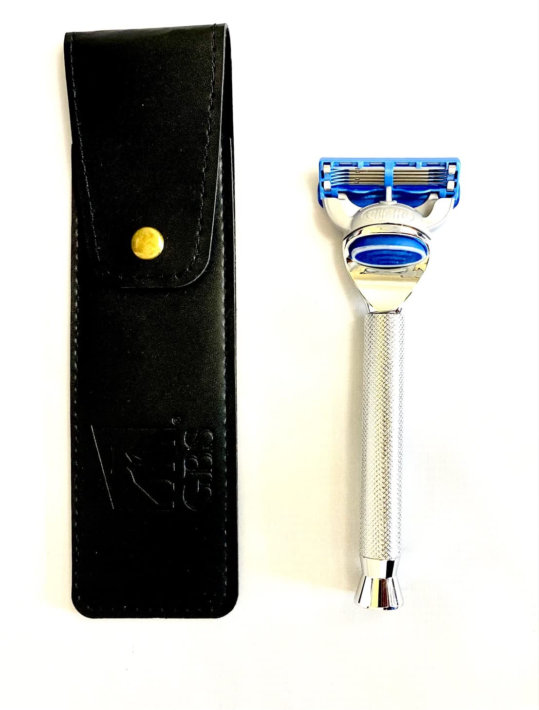 G.B.S 5 Blades Compatible Razor with Chrome Handle, Case and Styptic Powder