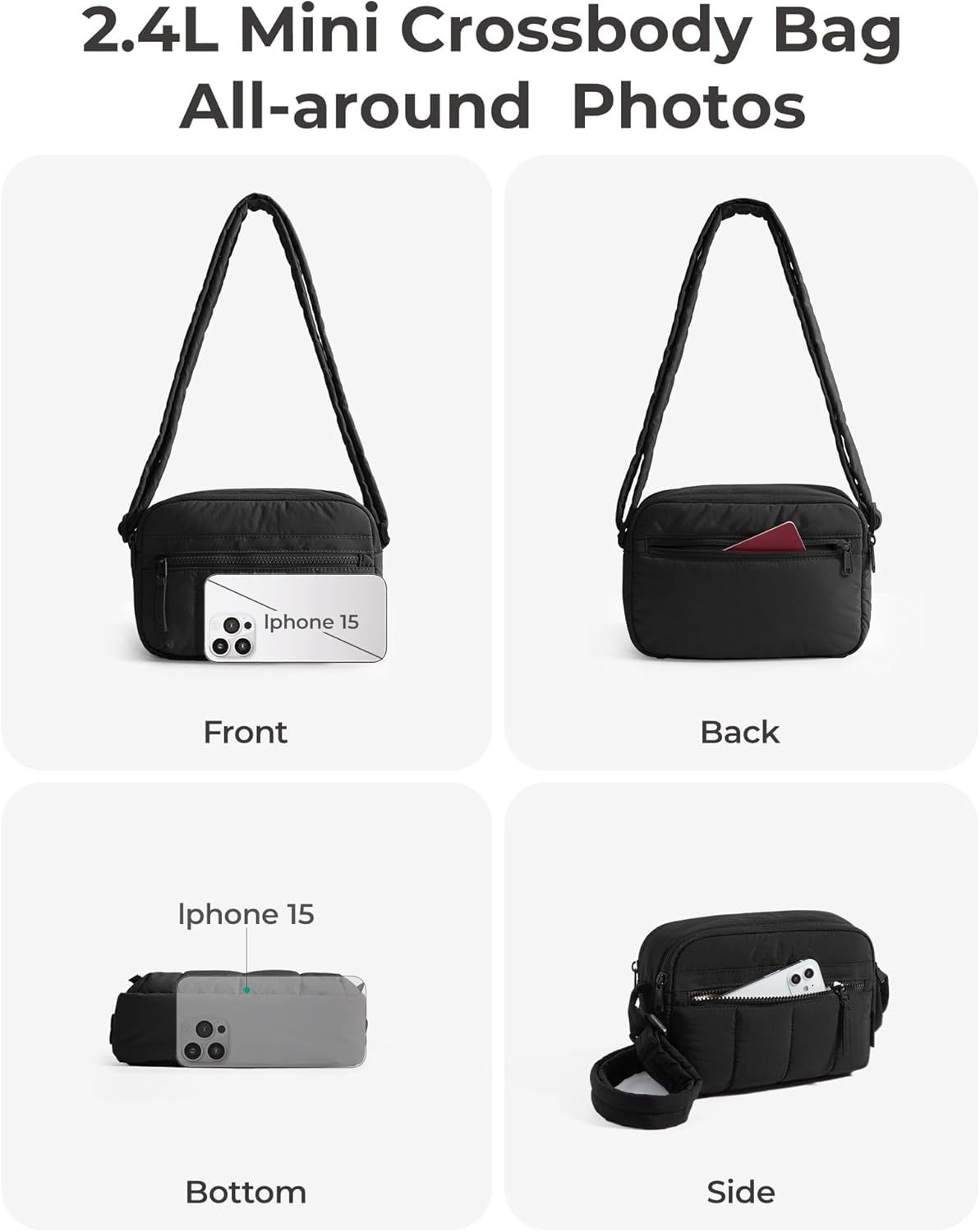 BAGSMART Mini Crossbody Purse - RFID Blocking Travel Handbag | Black, Compact Design