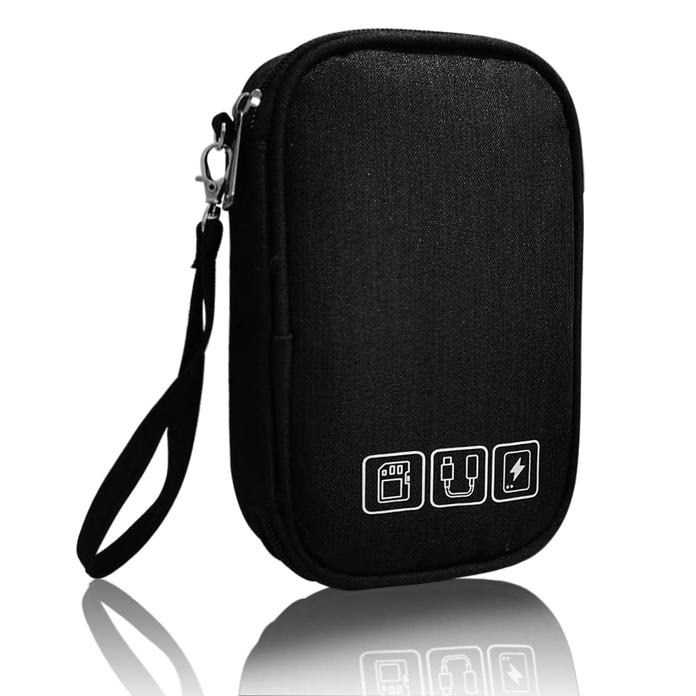 DUMEALAGR Electronic Organizer Bag Cable Organizer Travel Cord Organizer Case Pouch Portable Carrying Case for Charger Hard Drive Earphone USB SD Card (Black)