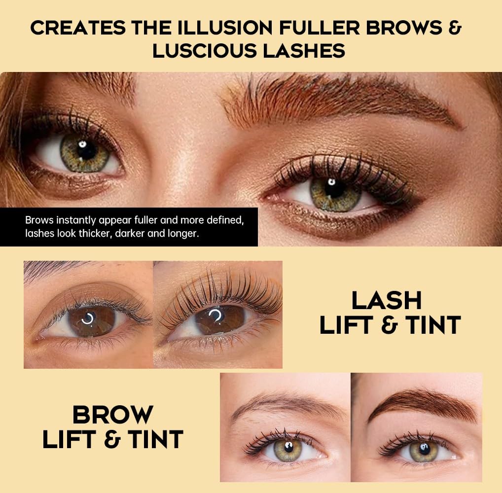 Lash Lift Kit - 4 in 1 Brow Lamination & Eyelash Perm Set | Salon Quality at Home, Long-Lasting Natural Brown Color