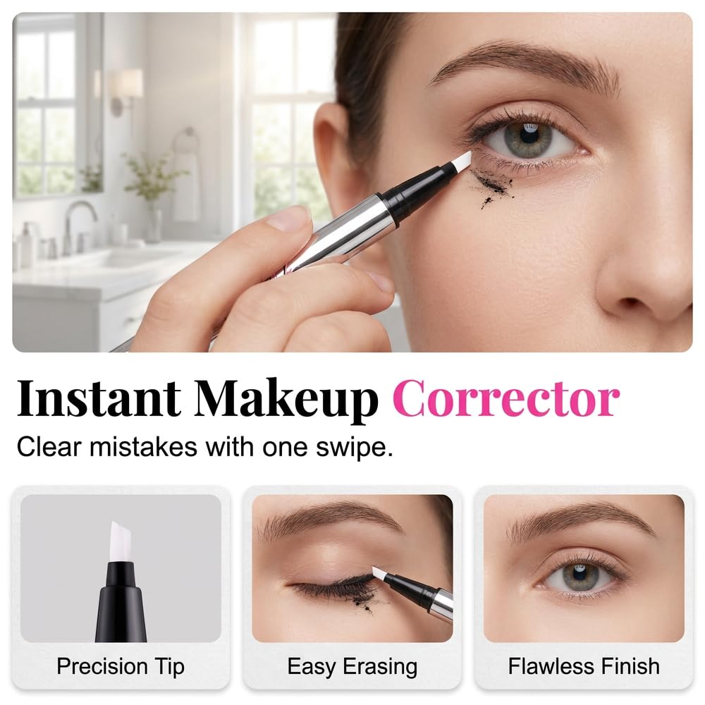 2PCS Waterproof Liquid Eyeliner, Upgrade Long-Lasting Liquid Eyeliner, Ultra-Creamy Silky Texture stage proof eyeliner, Lightweight Persona Eyeliner for Older Women and Young Women (Black-2PCS)