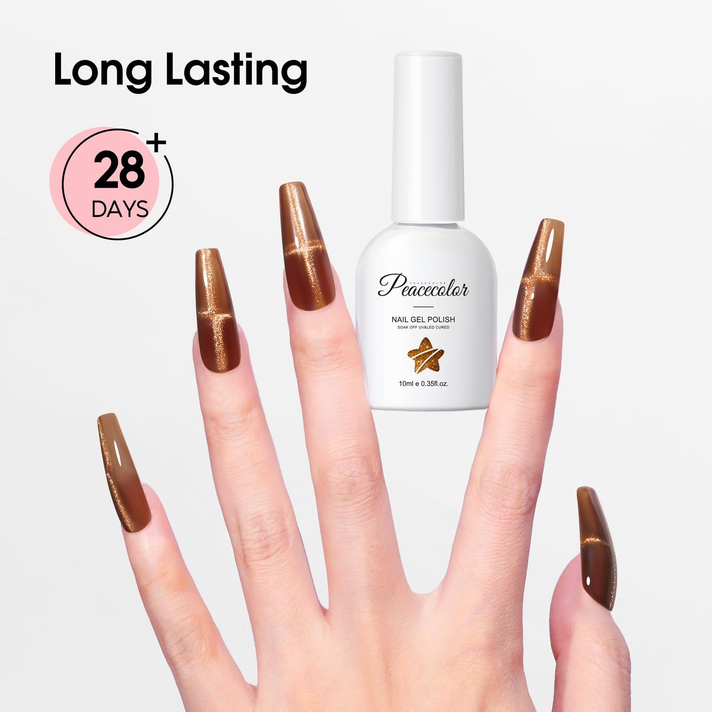 PEACECOLOR Brown Cat Eye Gel Nail Polish Set, 6pcs10ML Brown Red Milky Pink Nude Fall Jelly Gel Manicure Kit Nail Art DIY at Home Gifts for Women