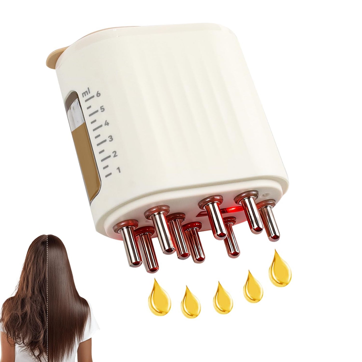 Electric Hair Oil Applicator for Scalp, Scalp Massager for Oil Treatment, Root Comb Applicator with Vibration & Microcurrent, Red Light Therapy, for Hair Treatment and Growth