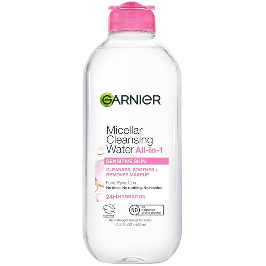 Garnier Micellar Water - Hydrating Facial Cleanser & Makeup Remover for Sensitive Skin | 13.5 Fl Oz (400mL)
